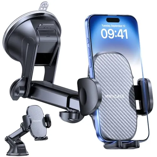 Miracase Handyhalterung Auto mit verbessertem Saugnapf - Hochwertige KFZ Handyhalterung mit starkem Saugnapf und verstellbarem Teleskoparm für eine sichere und komfortable Nutzung. Kompatibel mit allen Smartphones von 4.0 bis 7.2 Zoll.