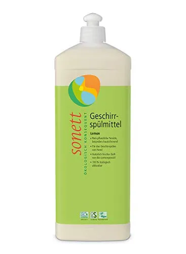 Sonett Geschirrspülmittel Lemon 1 Liter - Biologisch abbaubares Geschirrspülmittel mit hervorragendem Fettlösevermögen. Ideal für empfindliche Haut und umweltbewusste Haushalte.