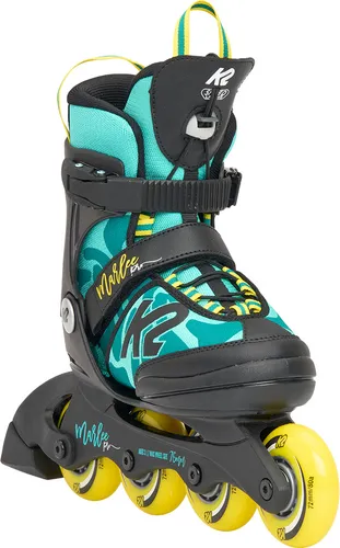 K2 MARLEE PRO Kinder Inline Skate 2025 green/yellow - Verstellbar 29-34 - Kids Skates mit K2 Original SoftBoot für optimalen Komfort und Performance. Verstellbar um bis zu fünf Schuhgrößen, ideal für wachsende Kinder.