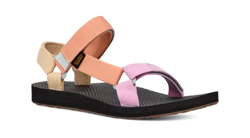 Teva Sandale Original Universal Unwind Multi - Damen in Orange/Braun/Pink, Größe 39 (US: 8) - Wanderschuhe mit umweltfreundlichen UnifiRepreve Straps, wasserbeständig, schnell trocknend und mit bequemem EVA-Schaum-Fußbett für optimalen Komfort.