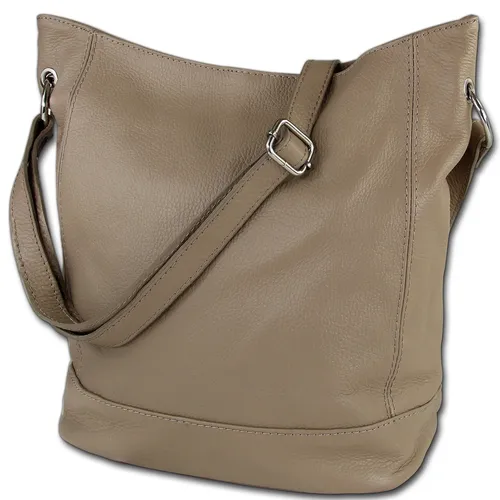 Toscanto Damen Schultertasche Shopper - Elegante Schultertasche aus echtem Leder in taupe-beige, handgefertigt in Italien. Ideal für stilbewusste Damen, die Funktionalität und Design schätzen.