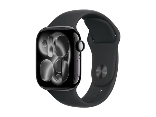 Apple Watch Series 11 42 mm Schwarz Sportarmband S/M - Smartwatch mit EKG-Herzfrequenzmesser und präziser Schlafmessung. Ideal für Fitness und Gesundheit, mit wasserfestem Silikonarmband für Sportler. Always-on-Display für ständige Übersicht.