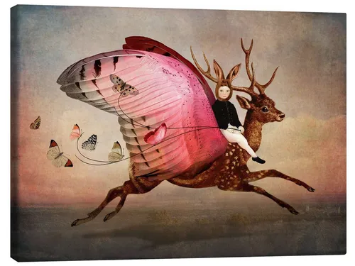 Posterlounge Leinwandbild Catrin Welz-Stein, Unterwegs, Mädchenzimmer Vintage Illustration