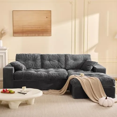 Litbird 3‑Sitzer Ecksofa Grau – Modulares Sofa mit Recamiere und Cordstoff Bezug - Vielseitiges modulares Sofa für Ihr Wohnzimmer: Kombinierbare Elemente, weicher Cordstoff und hohe Sitzqualität sorgen für Komfort und Stil. Ideal als Relax- oder Schlafsofa – sofort einsatzbereit ohne Montage.