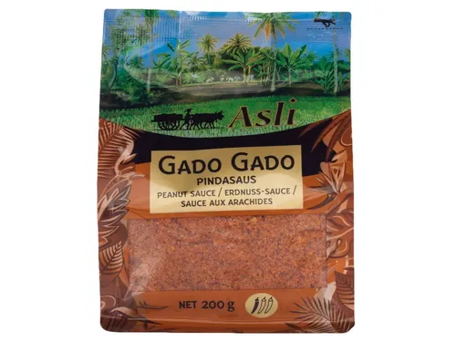 Asli Gado Gado Erdnuss Sauce 200g | Asiatische Satay-Sauce - Genießen Sie die köstliche Gado Gado Erdnuss Sauce für Ihre asiatischen Gerichte. Ideal zum Dippen oder Verfeinern, mit hochwertiger Rezeptur aus den Niederlanden.