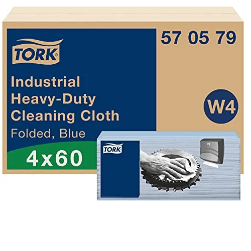 Tork Industrial Heavy-Duty Reinigungstuch Blau W4 – Stark und Saugfähig, 4 x 60 Tücher - Ideal für anspruchsvolle Reinigungsaufgaben: Unsere starken, saugfähigen Tücher sind mehrfach verwendbar und sparen Zeit sowie Lösungsmittel. Praktische Verpackung für einfaches Handling. Lieferumfang: 4 Packungen mit je 60 Tüchern.