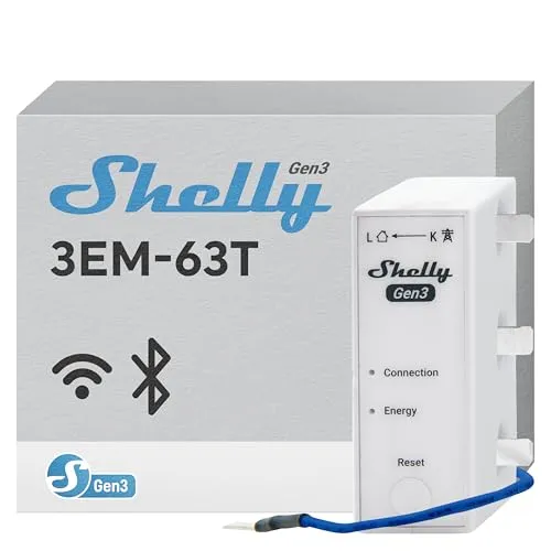Shelly 3EM-63T Gen3 Energiemesser - Systemgerät mit 4-Quadranten-Messung für präzise Erfassung aller Leistungskomponenten und maximale Energieeffizienz.