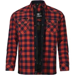 Bores Lumberjack Premium Motorradhemd, rot-blau, Größe L für Männer - Motorradjacken mit BORTEXX® für maximalen Reiß- und Abriebschutz, ideal für sicheres Fahren und optimalen Komfort.