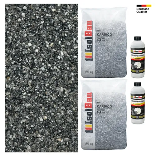 Steinteppich SET Carnico 1-4 mm Marmorkies 50 kg + PU-Bindemittel Set für 5m²