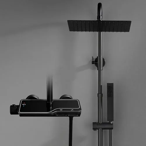 Görbach Edelstahl Duschset mit Duscharmatur - Komplettset für Regendusche - Badewannen- & Duschsysteme mit intelligenter Temperaturkontrolle für sicheres Duschen, ideal für Familien. Hochwertige Edelstahl-Konstruktion und pflegeleichte Kopfbrause sorgen für ein luxuriöses Duscherlebnis.