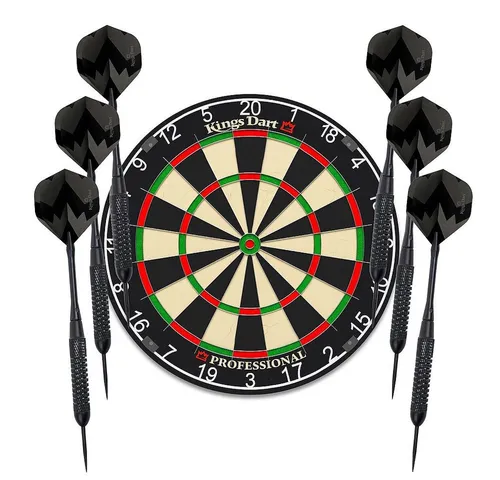 Kings Dart Dartscheibe Dart-Set First – Offizielle WDF-Turniergröße - Hochwertige Dartscheibe in offizieller Turniergröße, ideal für ambitionierte Spieler. Robuste Materialien sorgen für Langlebigkeit und ein optimales Spielerlebnis.