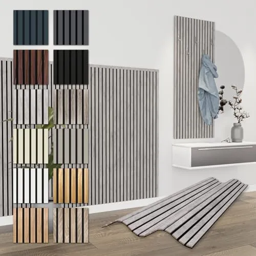 HEXIM Akustikpaneele 6 Stück 138,5x60cm - Flexible Holzpaneele zur Raumakustik - 6 Akustikpaneele (4,98 m²) in Chicago Concrete. Ideal zur Verbesserung der Raumakustik. Schnelle Montage, flexibel einsetzbar und modernes Design. Robuste Materialien sorgen für Langlebigkeit und Ästhetik.