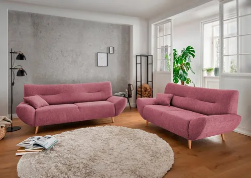Home affaire Polstergarnitur Drago, modern und zeitlos, aktuelle Formensprache, komfortabel, (Set, 2-tlg., 3-Sitzer und 2-Sitzer), als Sessel/Polsterecke erhältlich, versch. Stoffe, inkl. 2 Zierkissen