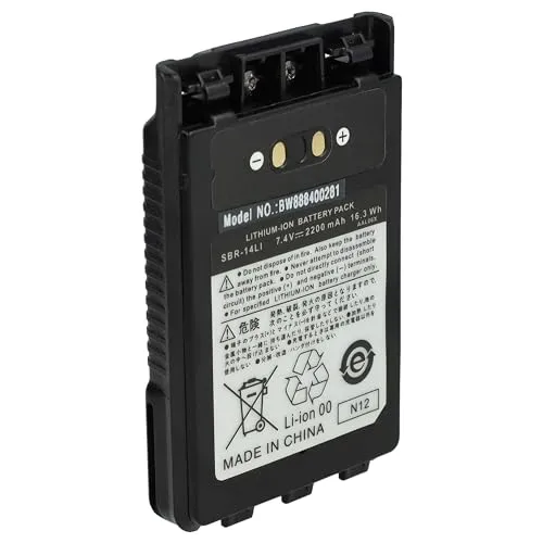 vhbw Akku Ersatz für Yaesu SBR-14, SBR-14Li für Funkgerät, Walkie Talkie (2200 mAh, 7,4 V, Li-Ion) + Gürtelclip