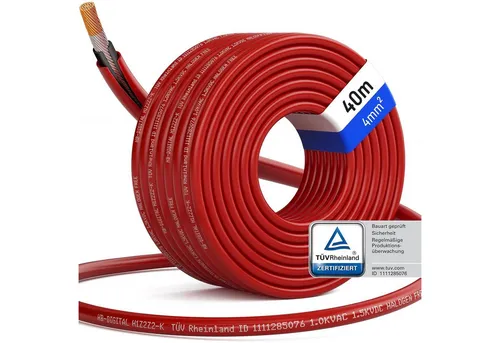 HB-DIGITAL Solarleitung H1Z2Z2-K 4mm² PV Kabel (4000 cm) - Zertifiziertes Solarkabel mit herausragender UV- und Ozonbeständigkeit, ideal für den Einsatz in Photovoltaikanlagen. Hohe Flexibilität und Temperaturbeständigkeit garantieren zuverlässige Leistung.