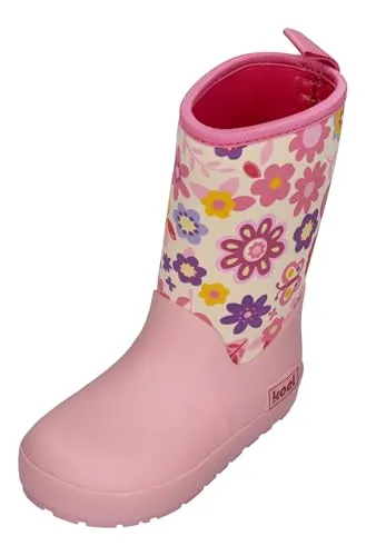 KOEL Neopren Wellie Barfußschuh Fuchsia Flowers - Minimalschuhe aus 100% weichem Gummi mit flexibler Sohle für ein barfußähnliches Gefühl. Ideal für kleine Füße, einfach zu reinigen und frei von schädlichen Materialien.