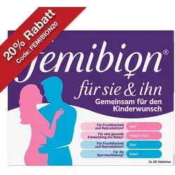 Femibion für Sie & Ihn Tabletten 27.2 g - Vitamin B9 (Folsäure) für Frauen und Männer: Unterstützt Fruchtbarkeit und reproduktive Gesundheit mit speziellen Vitaminen und Mineralstoffen, gluten- und laktosefrei.