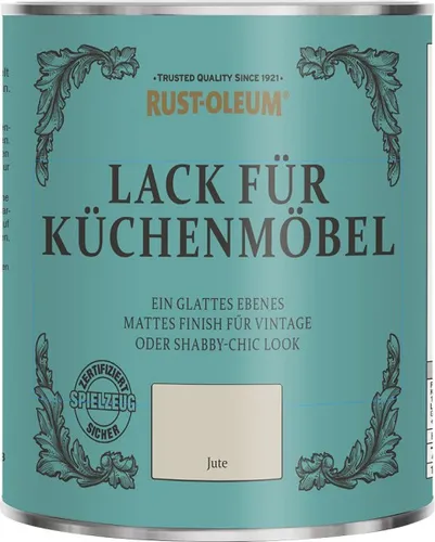 Rust-Oleum Kreidefarbe Küchenmöbellack Jute matt 750 ml - Kreidefarben für individuelle DIY-Projekte, verleiht abgenutzten Holzoberflächen ein mattes Finish, einfach aufzutragen und schnell trocknend.