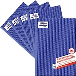 Avery-Zweckform Stundennachweis Formular 1773-5 DIN A4 - 5er Pack mit 40 selbstdurchschreibenden Stundenzetteln, ideal für lückenlose Arbeitszeiterfassung