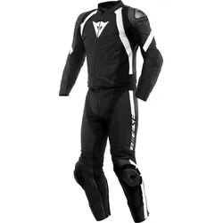 Dainese Avro 4 2 tlg. Lederkombi schwarz/weiß 56 - Motorradkombis aus hochwertigem Tutu-Rindsleder mit innovativen Sicherheitsfeatures wie abnehmbaren Slidern und Protektoren für maximalen Schutz und Bewegungsfreiheit.