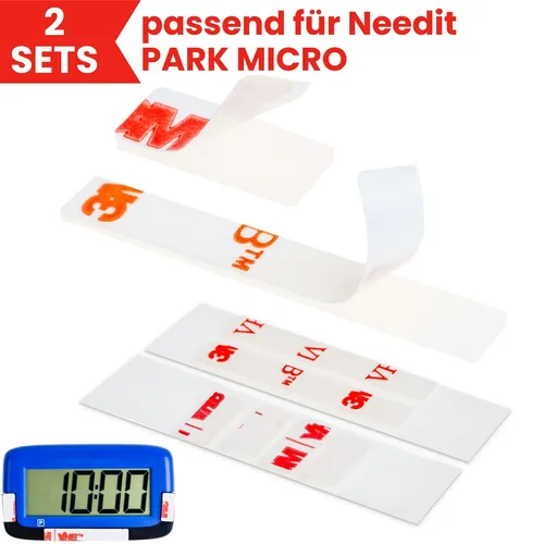 Klebepads für Needit Park Micro Parkscheibe - Ersatz-Klebepads für elektronische Parkscheibe, ideal für sicheren Halt auf Windschutzscheiben. 2er Set mit Spezialkleber, kompatibel mit Needit Park Micro.