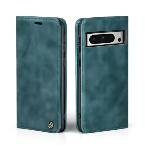 LBH Handyhülle für Google Pixel 8 Pro in Petrol Blau mit Karten- und Geldfach Smartphone Hülle mit Standfunktion Flip Case Schutzhülle Magnetverschluss Vintage