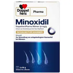 Minoxidil Doppelherzpharma Männer 50 Mg/g Schaum - Arzneimittel zur Behandlung von erblich bedingtem Haarausfall bei Männern, fördert das Haarwachstum durch verbesserte Durchblutung der Kopfhaut.