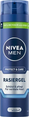 NIVEA MEN Protect & Care Rasiergel 200 ml - Sanftes Rasiergel für Männer, 200 ml, sorgt für eine gründliche und angenehme Rasur. Ideal für die tägliche Pflege.