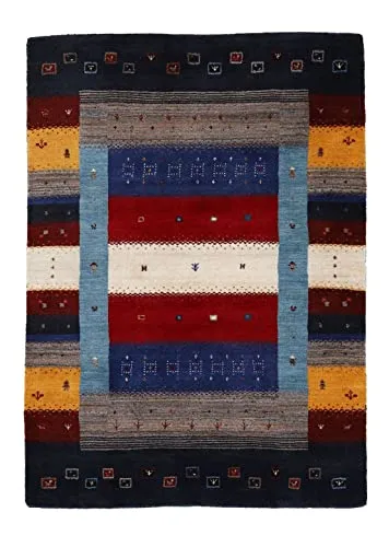 carpetfine Wollteppich Gabbeh Don Multi 80x150 cm - Teppiche – Hochwertiger Wollteppich, ideal für Wohn- und Schlafzimmer, pflegeleicht und für Fußbodenheizung geeignet.