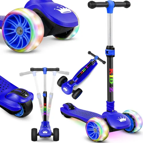 KIDIZ® Roller Kinder Scooter X-Pro2 - Faltbarer Dreiradscooter mit leuchtenden PU-Rädern, höhenverstellbarem Lenker und intuitiver Schwerkraftlenkung für Kinder von 3-12 Jahren – sicherer Fahrspaß garantiert!