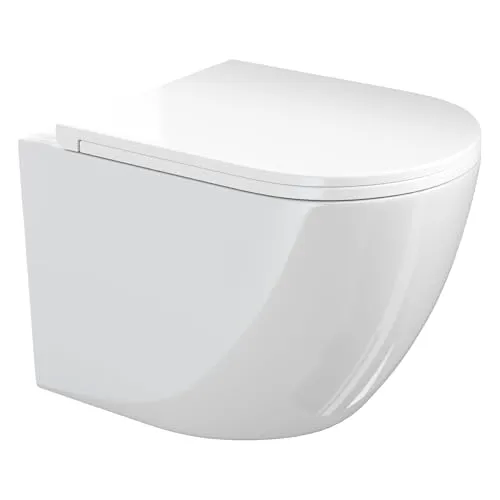 VILSTEIN Hänge WC Toilette mit 360° Tornado Spülung - Wandmontiertes Hänge WC aus Keramik, spülrandlos für hygienische Sauberkeit und effiziente Reinigung, ideal für moderne Badezimmer.