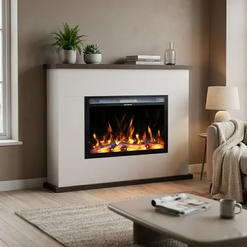 GARLIVO Elektrokamin Torino mit täuschend echter Flamme und Heizung - Eleganter Elektrokamin für gemütliche Atmosphäre, ausgestattet mit integriertem Knistereffekt und energiesparender LED-Technik. Einfach zu montieren, ohne Schornstein erforderlich.