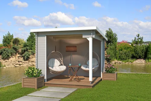 Lasita Überdachung Pultdach 28 mm Buffalo 275 grau 295x295 cm - Gartenüberdachung aus robustem Holz, ideal für Schutz vor Witterungseinflüssen mit 7.26 m² Nutzfläche und 5 Jahren Herstellergarantie.