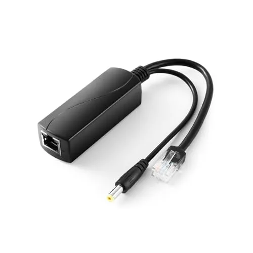 REVODATA Gigabit PoE Splitter 12V/2A DC 5.5 * 2.1mm Stecker, 48V PoE zu DC 12V/2A Ausgang, 10/100/1000Mbps Standard IEEE802.3af/at, Aktiver PoE Adapter Splitter für IP Kamera/AP/Smart Home (PS5712TG)