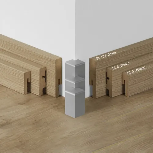 Parador Außenecke kürzbar Typ 2 Alu Optik für SL 3, SL 6, SL 18 Sockelleisten