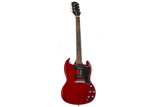 Epiphone SG Special P-90 Cherry Red E-Gitarre - Klassische E-Gitarre mit Mahagoni-Korpus und P-90 Soapbar Pickups. Ideal für vielfältige Klänge und ausgestattet mit hochwertigem Gigbag.