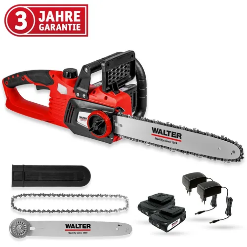WALTER Akku-Kettensäge 35 cm, 40 V Brushless - Effiziente Akku-Kettensäge mit 35 cm Schwertlänge und leistungsstarker Brushless-Technologie. Ideal für vielseitige Schneidarbeiten im Garten.