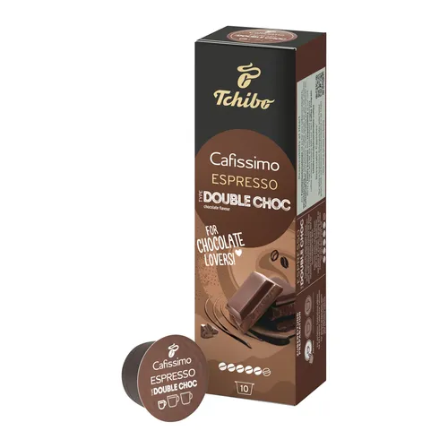 Cafissimo Flavoured Espresso Double Choc - 10 Kapseln - Intensität: 5/6. Ausdrucksstarker Espresso mit intensivem Schokoladen-Aroma. Ideal für Milch-Spezialitäten. Praktisch verpackt für besten Genuss.