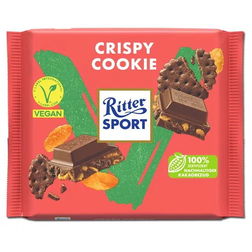  Ritter Sport Vegan Crispy Cookie, Schokolade, 100g Tafel 26,30€/1kg