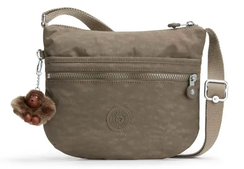 Kipling ARTO S Kleine Umhängetasche - True Beige (Braun) - Umhängetasche mit praktischem Reißverschluss-Hauptfach, ideal für die Aufbewahrung von Handy und Geldbörse, inklusive stylischem 3D Affen-Anhänger.