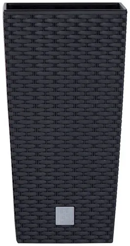 Prosperplast Pflanzkübel "Rato Square" in Rattanoptik 26,5x26,5x50 cm - Eleganter Blumentopf in Rattanoptik, ideal für ein stilvolles Zuhause. Mit praktischem Einsatz für einfache Bepflanzung und einem Volumen von 26,6 l. Perfekt für kreative Gartenideen!