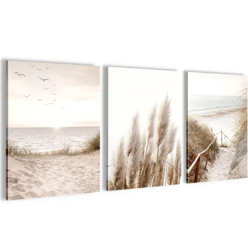 Novart Wandbild Boho - Komplett Aufhängefertig für Wohnzimmer und Schlafzimmer - Kunstdrucke im Boho-Stil, 3-teiliges Set in 30x40cm, perfekt für eine stilvolle Wandgestaltung.