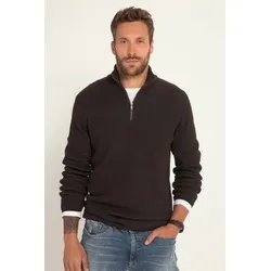JP1880 Rundhalspullover Stricktroyer FLEXNAMIC® Wollmix Stehkragen Zipper braun|grau 4XL