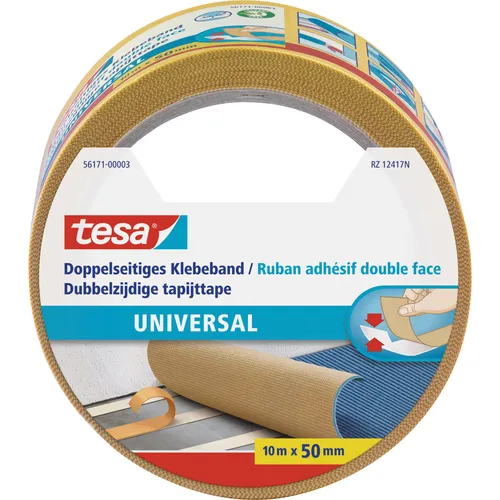 tesa Doppelseitiges Klebeband Universal 50 mm x 10 m - Das tesa Doppelseitige Klebeband ist ideal für vielseitige Anwendungen. Mit einer Breite von 50 mm und einer starken Haftkraft von bis zu 26 kg eignet es sich perfekt für kreative Projekte und Reparaturen.