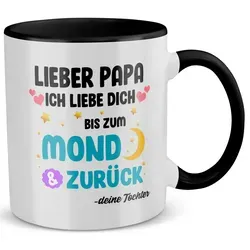 22Feels Tasse Papa Geschenk Vatertag von Tochter Vater Geburtstag Kaffeetasse Mann, Keramik, Made in Germany, Spülmaschinenfest, Zweifarbig schwarz|weiß