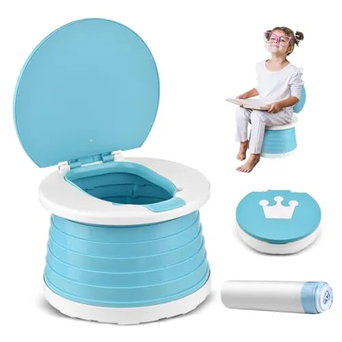 Faltbares Reisetöpfchen für Kinder - Ideal für Unterwegs - Praktisches Töpfchen für Kinder ab 1 Jahr, faltbar und perfekt für Reisen. Mit 15 Potty Liners ausgestattet, sorgt es für eine unkomplizierte Toilettennutzung unterwegs.