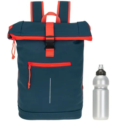 Tim - New York Rolltop Rucksack navy/rot - Stylischer und wasserdichter Daypack mit viel Stauraum, gepolstertem Rücken und verstellbaren Schultergurten für maximalen Tragekomfort.