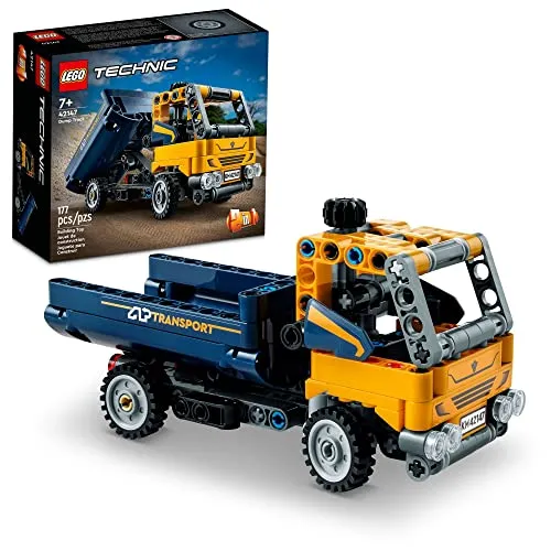 LEGO Technic Dump Truck 42147, 2in1 Spielzeugset, Baufahrzeugmodell zum Bagger, Ingenieurspielzeug, Geschenk für Kinder, Jungen, Mädchen ab 7 Jahren