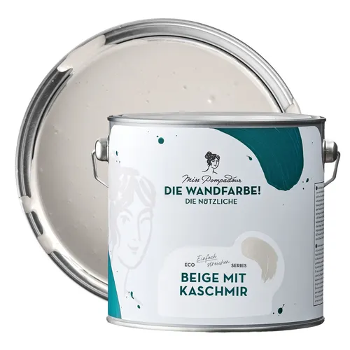 MissPompadour Wandfarbe Beige mit Kaschmir - abwaschbare Wandfarbe mit hoher Deckkraft 2,5 L, scheuerbeständig und wasserbasiert, Beige mit Kaschmir