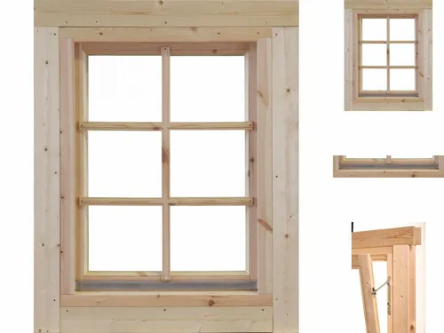 Einzel-Fenster Marit 34 ISO 34mm Holzfenster Gartenhausfenster Einbaufenster